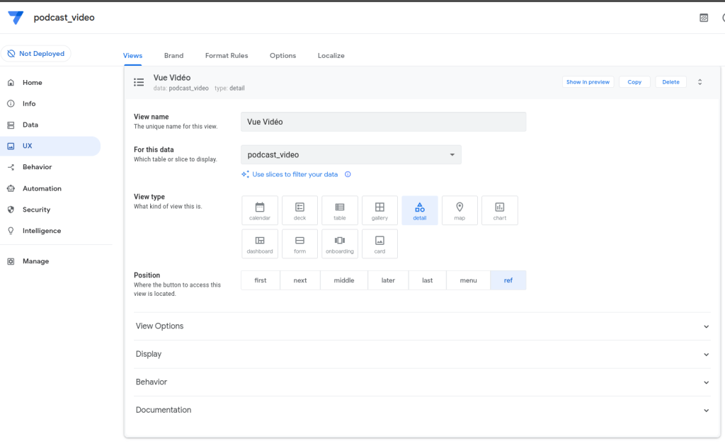 création d'une vue détail dans appsheet