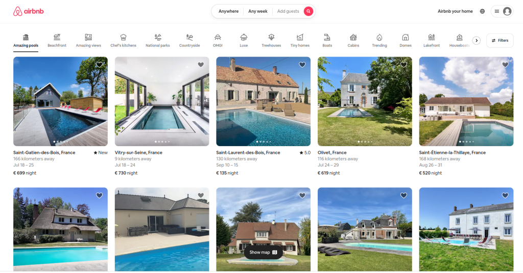 exemple de filtre airbnb