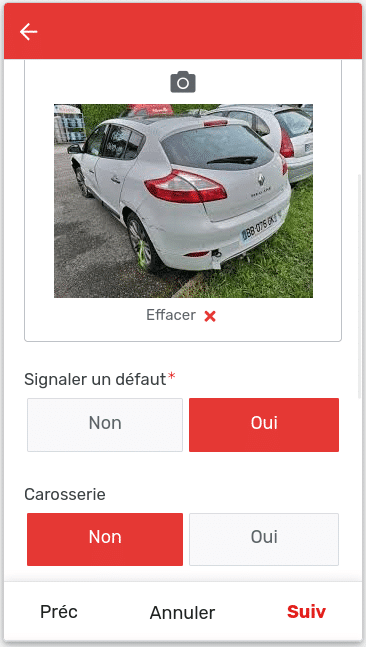 état des lieux voiture avec une application appsheet