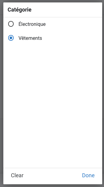 liste déroulante