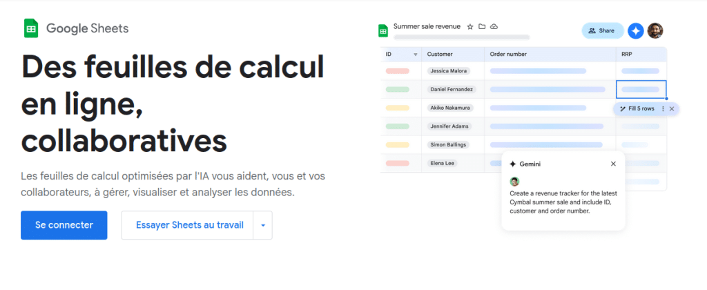 Connexion à google sheets