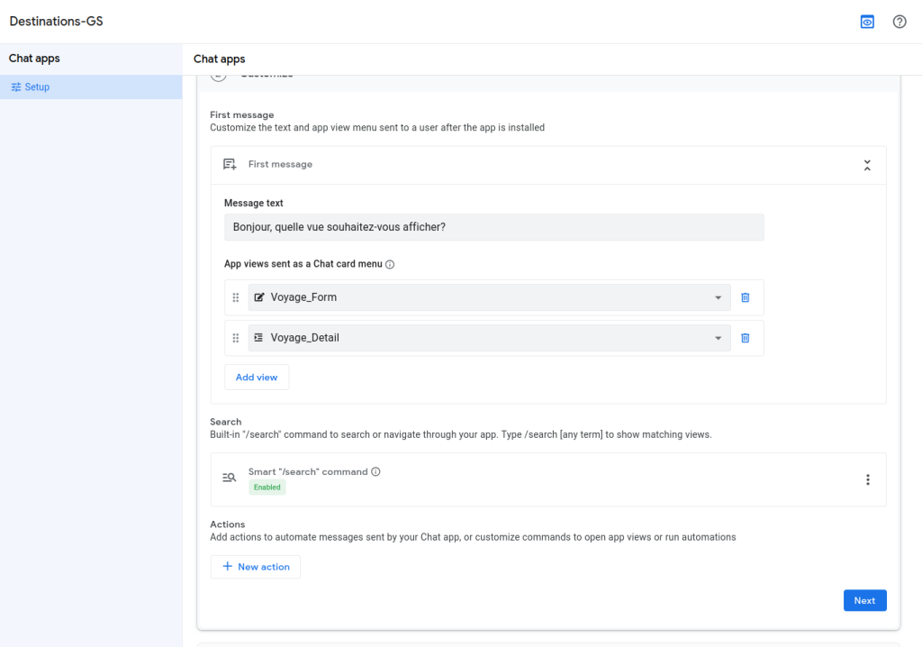 Personnalisation chat apps appsheet