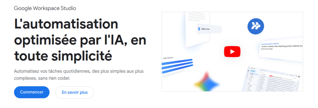 page d'accueil google workspace studio