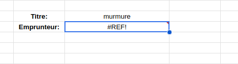 erreur de référence dans vlookup google sheets